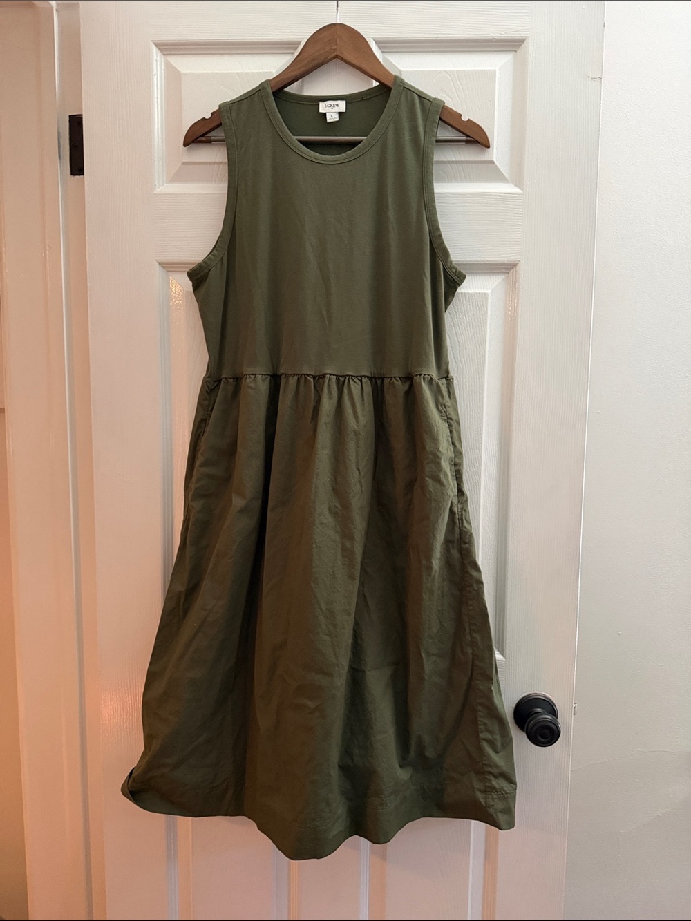 J. Crew Olive Green Sleeveless Midi Dress